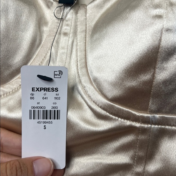 NWT Express Women's Chic Shimmering Cream‎ Bustier Tank Crop Top Size Small - Picture 3 of 7